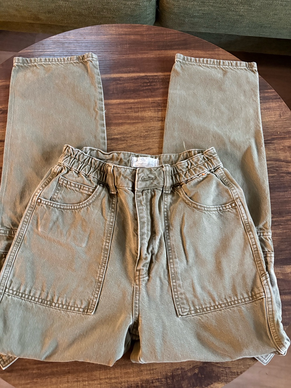We The Free Olive Green Boot-Cut Utility Jumpsuit Pants